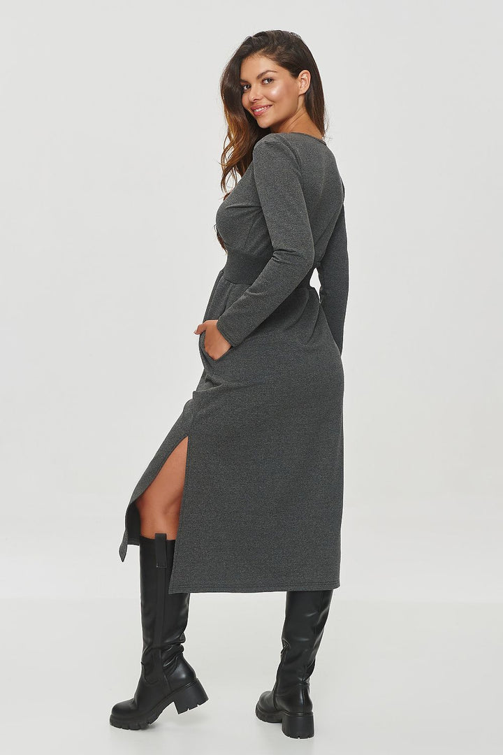 Deep V-Neck Sweatshirt Dress