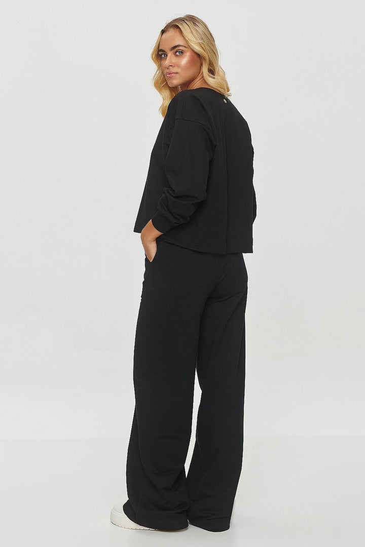 Tracksuit With Wide Pants Black