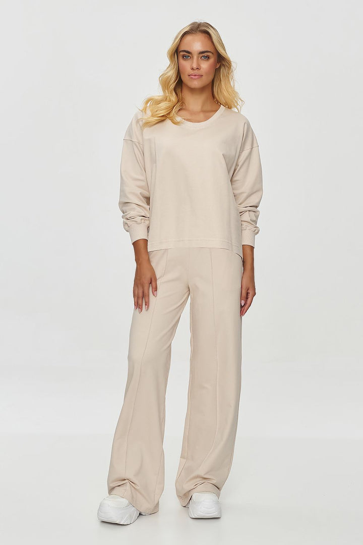 Tracksuit With Wide Pants Beige