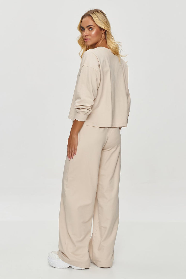 Tracksuit With Wide Pants Beige