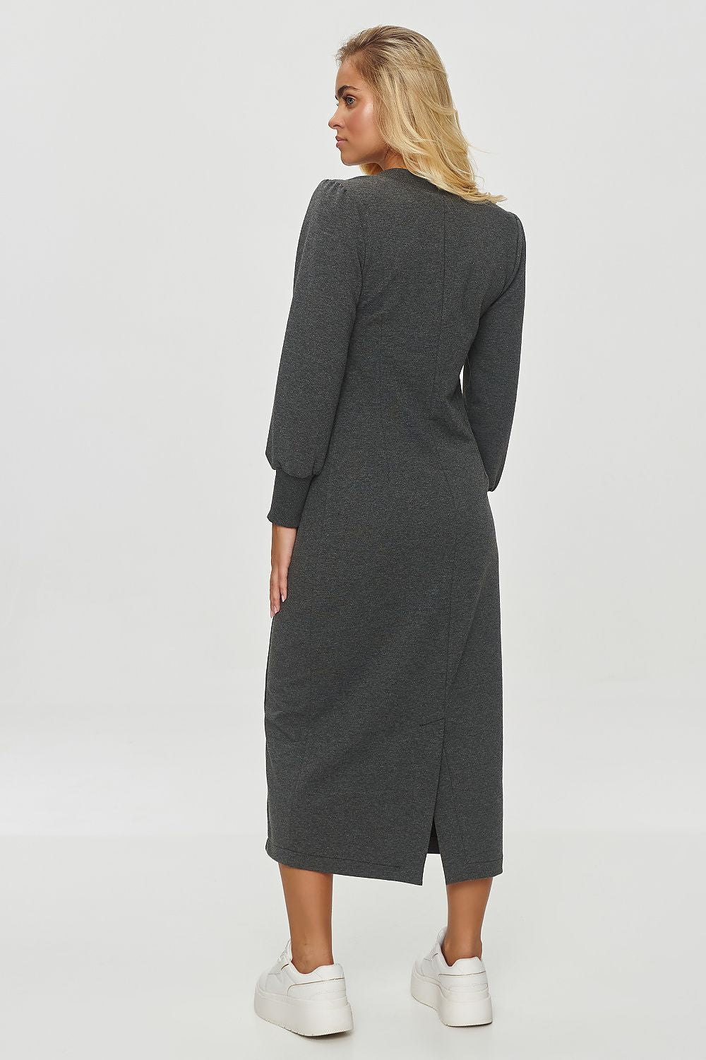 Chic Grey Midi-Length Dress