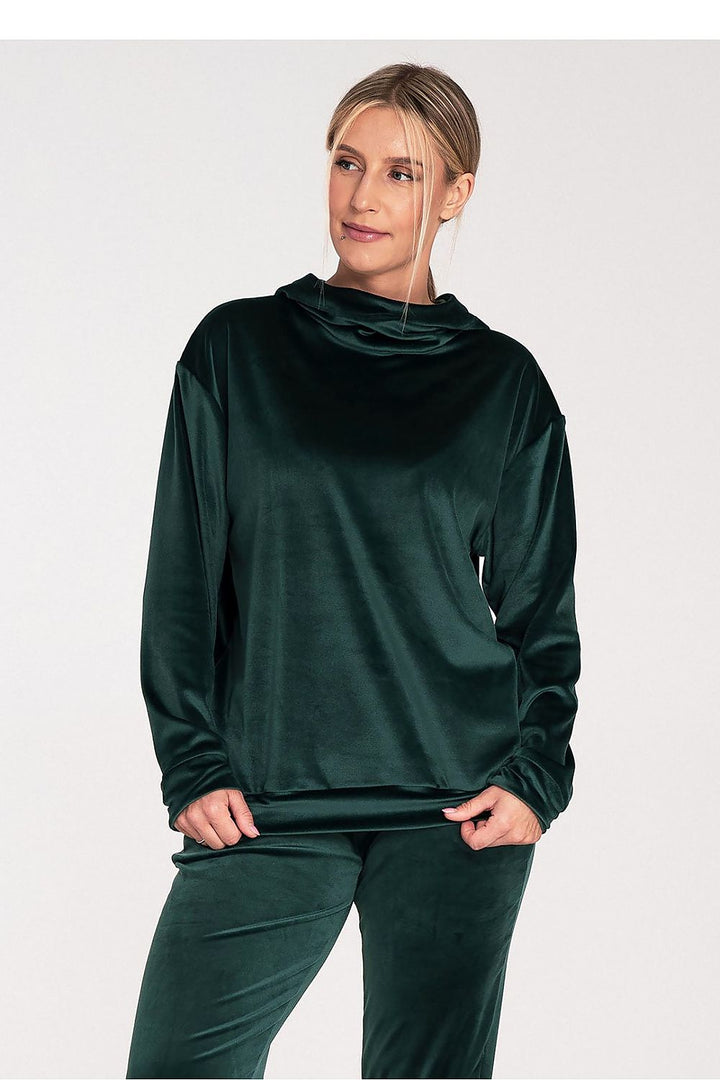 Forest Green Velour Hooded Sweatshirt