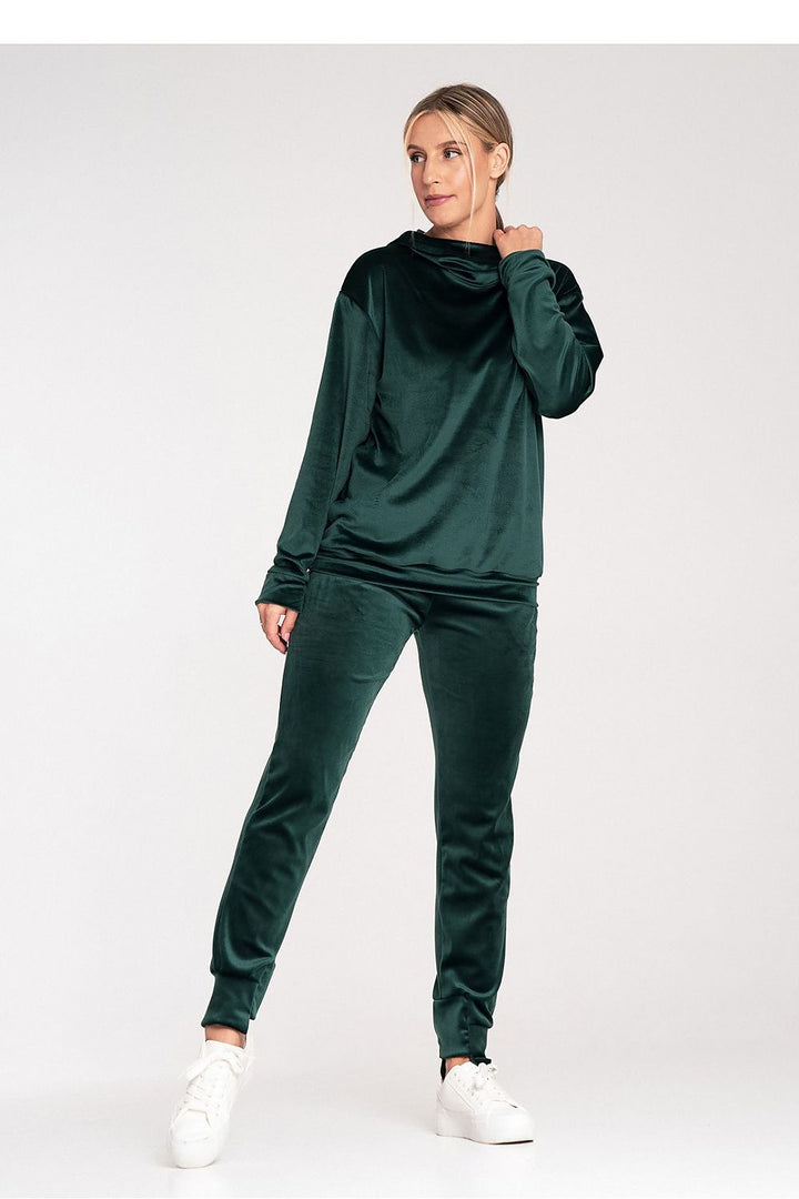 Forest Green Velour Hooded Sweatshirt