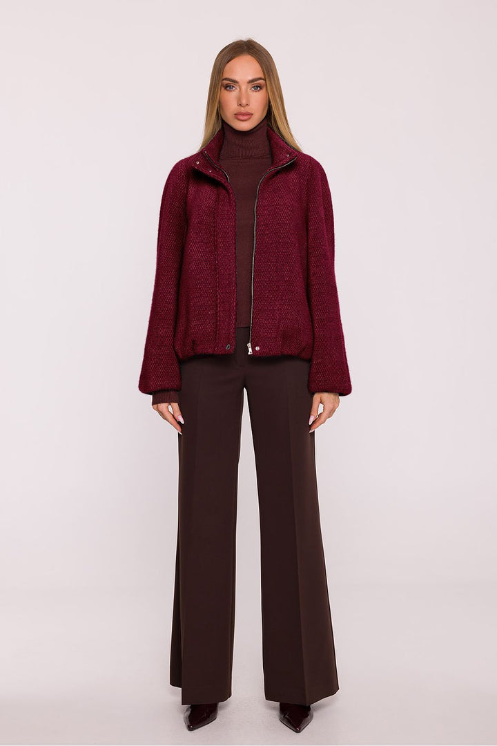Burgundy Oversized Knit Jacket