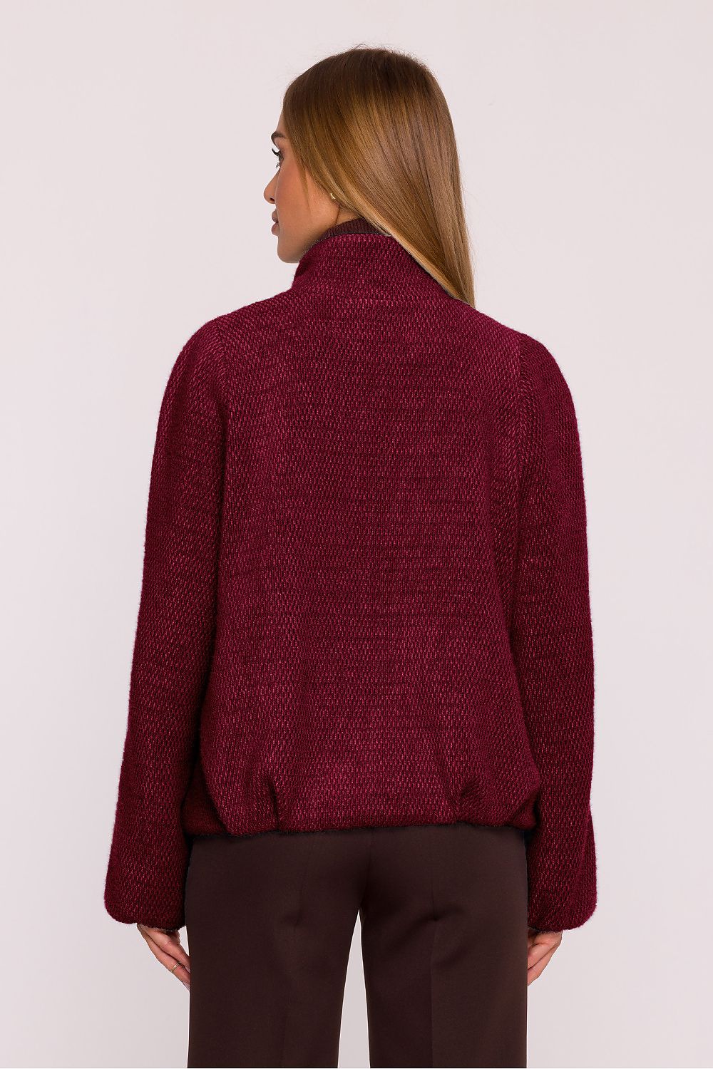Burgundy Oversized Knit Jacket