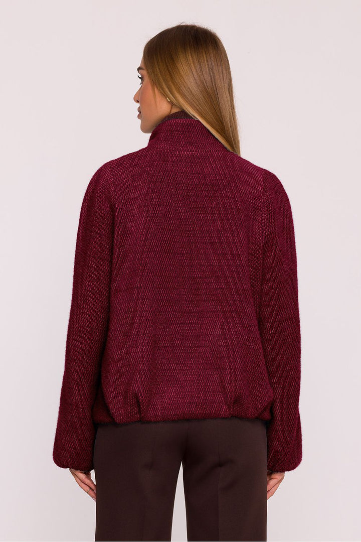 Burgundy Oversized Knit Jacket