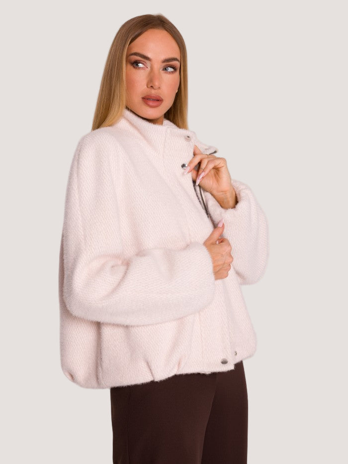 Beige Oversized Knit Jacket